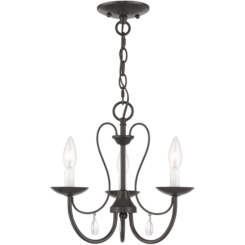 12" Three Light Dimmable Chandelier With Shades - Bronze