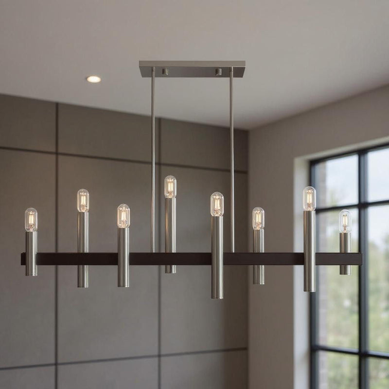 24'' Eight Light Dimmable Chandelier With Shades - Bronze