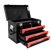 Load image into Gallery viewer, Portable 20" Steel Tool Box With 3 Drawers And Metal Latch Closure - Black / Red
