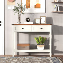 Load image into Gallery viewer, Farmhouse Style Console Table With 2 Drawers And Bottom Storage Shelf

