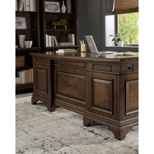 Load image into Gallery viewer, Stigham - 7 Drawer Executive Desk With Lockable File Cabinets - Oak
