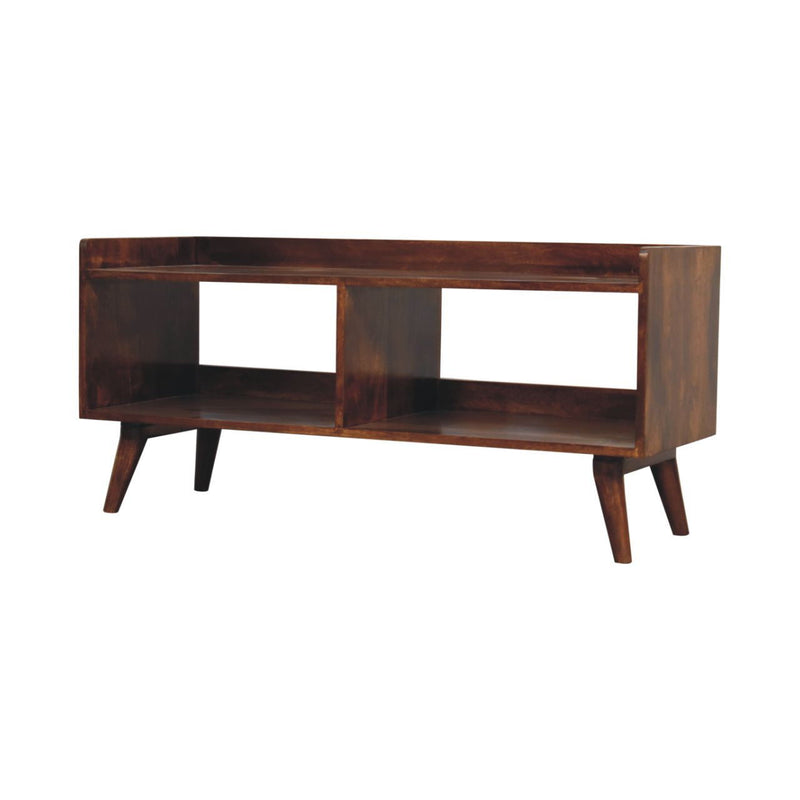 Solid Wood Enclosed Open Storage TV Stand (719182) - Brown