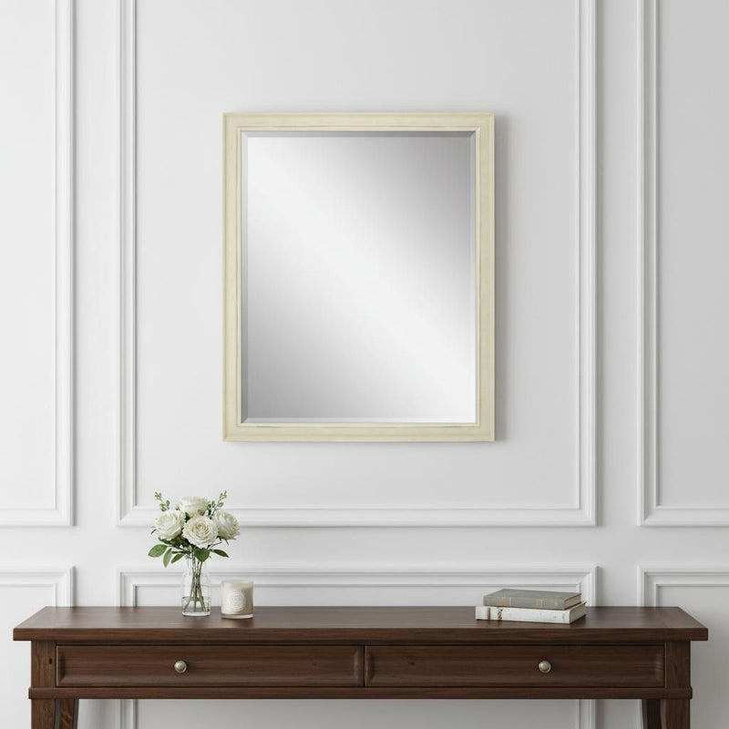 32" Solid Wood Framed Accent Mirror - White