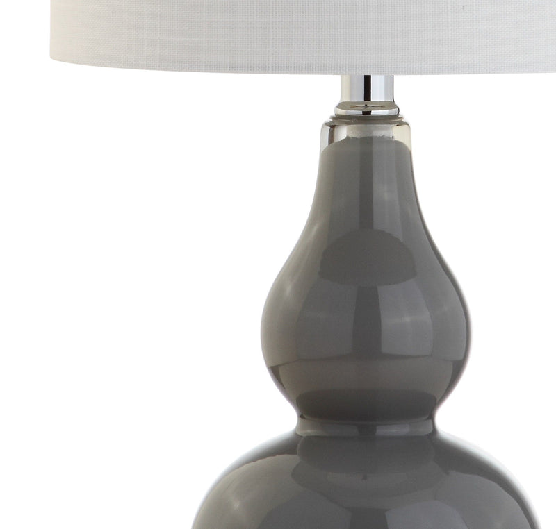 Gourd Table Lamp With Drum Shade - Gray