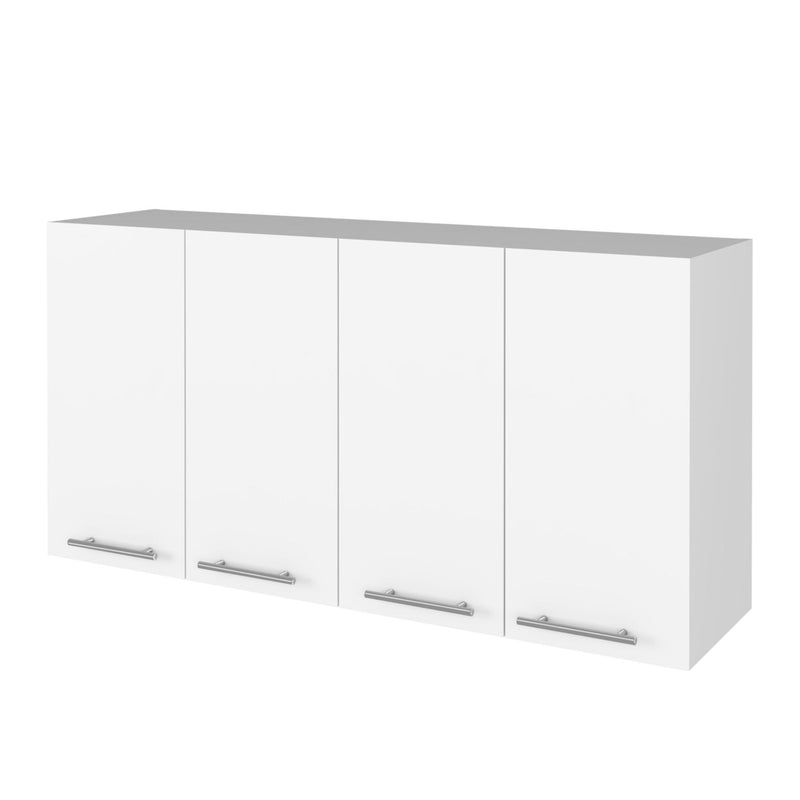 47" Wood Wall Mounted Accent Chest With Four Doors - White