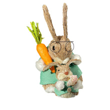 Load image into Gallery viewer, Straw Rabbit Easter Easter Bunny Figurine - Baby Blue / Brown / Orange
