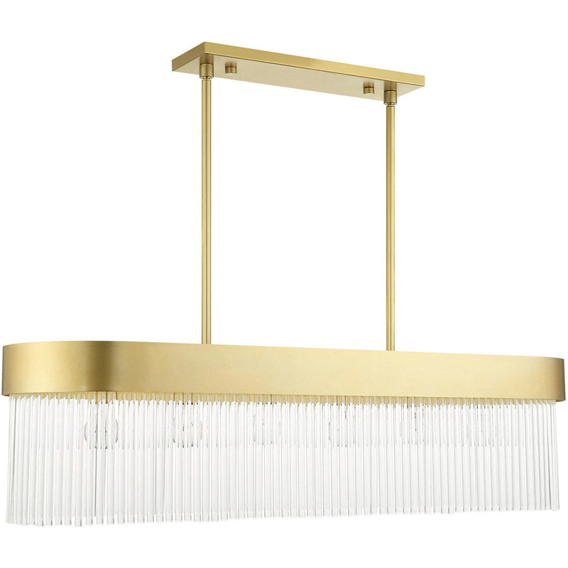 19" Six Light Dimmable Chandelier With Shades - Gold