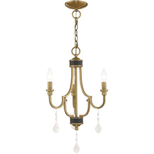 Load image into Gallery viewer, 22" Three Light Dimmable Chandelier With Shades - Antiqued Brass
