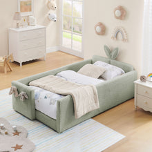 Load image into Gallery viewer, Cute Rabbit Ear Upholstered Platform Bed Frame With Safety Rail
