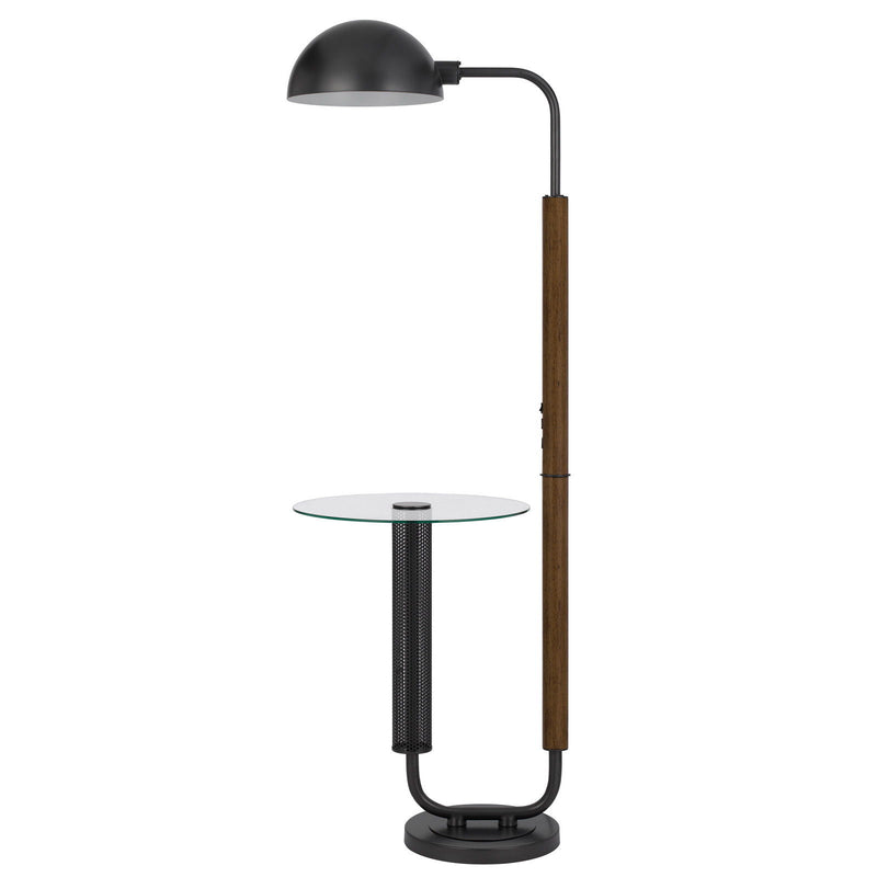 Tray Table Floor Lamp With Bronze Transparent Glass Dome Shade - Brown