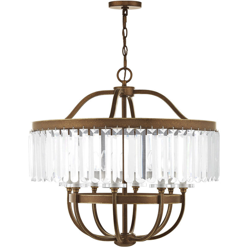 27" Eight Light Dimmable Chandelier With Shades - Bronze