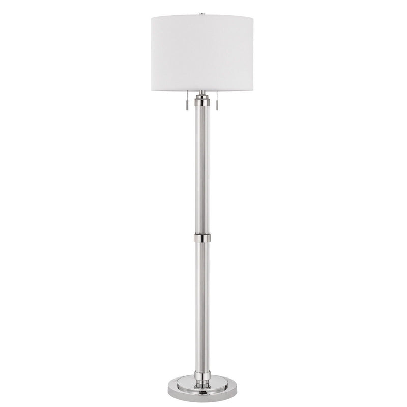 Two Light Traditional Shaped Floor Lamp With White Rectangular Shade - Chrome