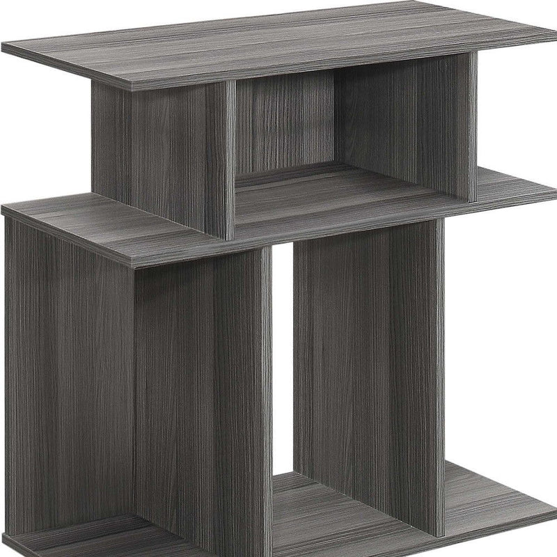 Wood End Table With 6 - Gray