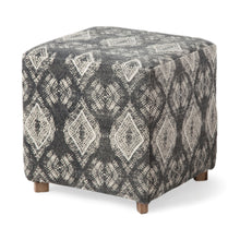 Load image into Gallery viewer, Cotton And Brown Cube Ottoman - Gray
