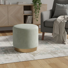 Load image into Gallery viewer, Velvet Footstool Ottoman - Gray / Gold
