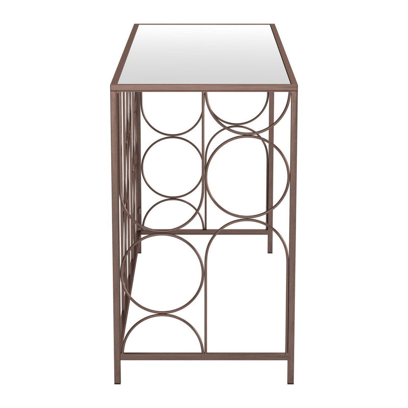 Mirrored Glass Frame Console Table - Bronze