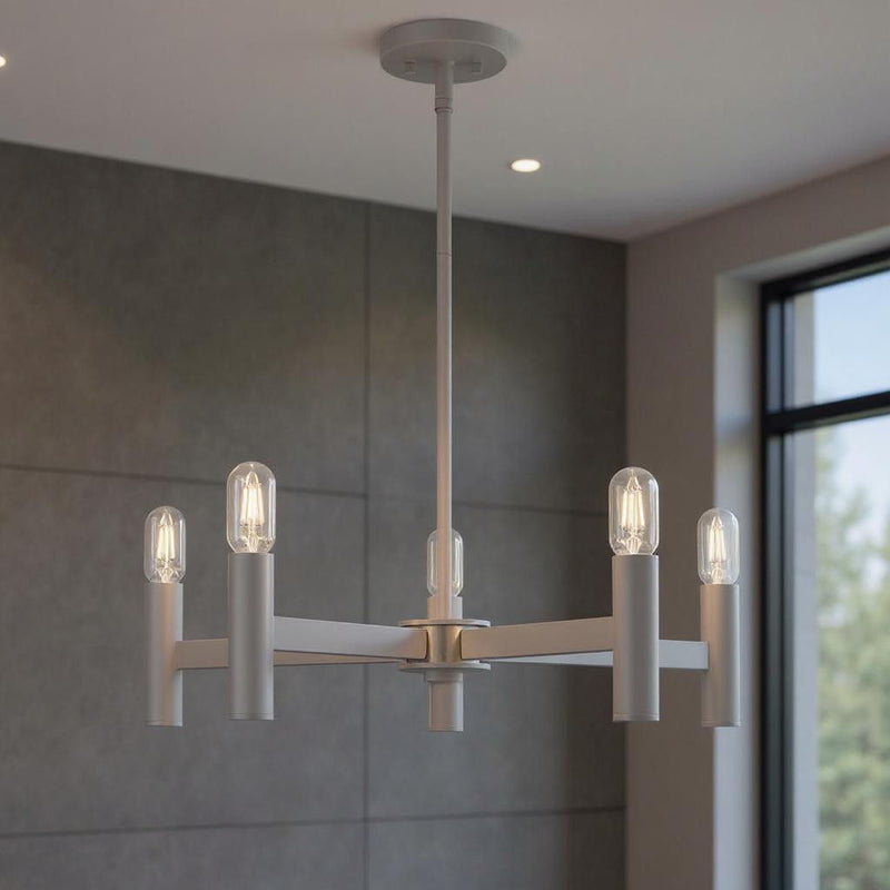 19" Five Light Dimmable Chandelier With Shades - Gray