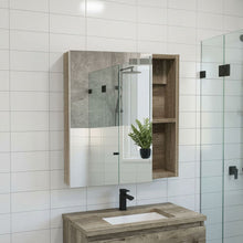 Load image into Gallery viewer, Wood Floating Single Door Bathroom Vanity Medicine Cabinet With Mirror - Natural

