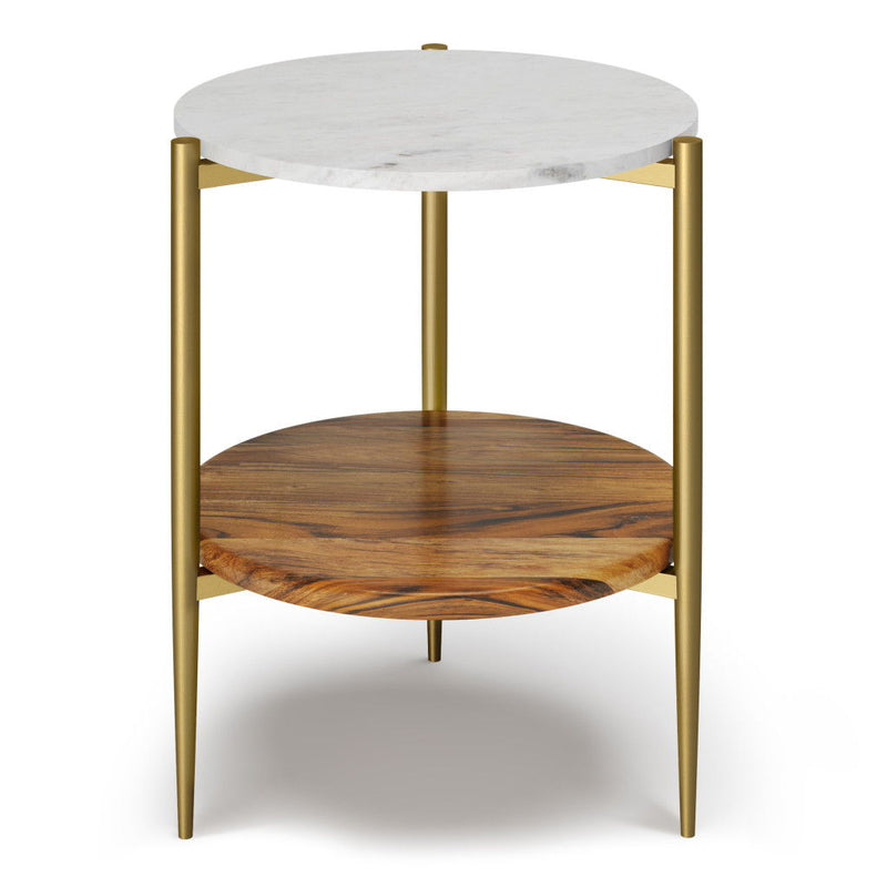 23" Iron Round End Table - White