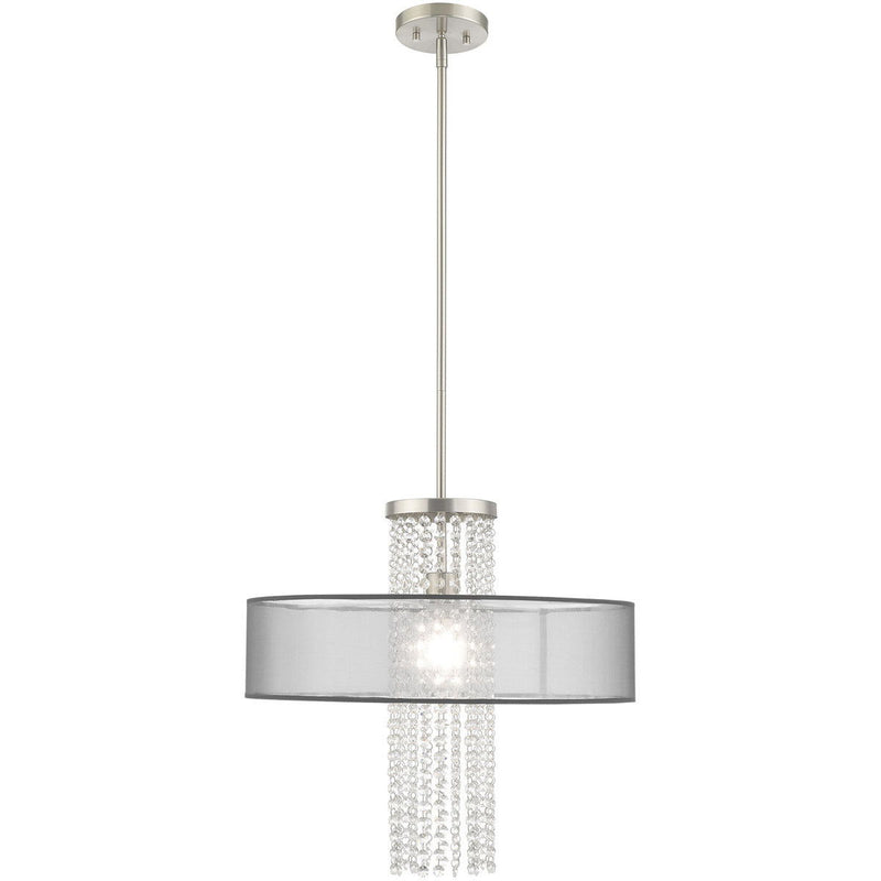 28" Dimmable Chandelier With Shades - Nickel