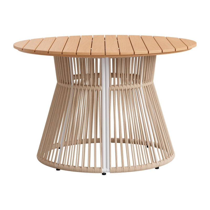 Solid Wood And Aluminum Pedestal Base Round Top Dining Table - Natural