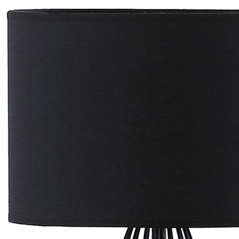 Asymmetric Cage Metal Table Lamp - Black