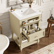 Load image into Gallery viewer, Retro Design Bathroom Vanity With Sink, 2 Drawer Storage Cabinet
