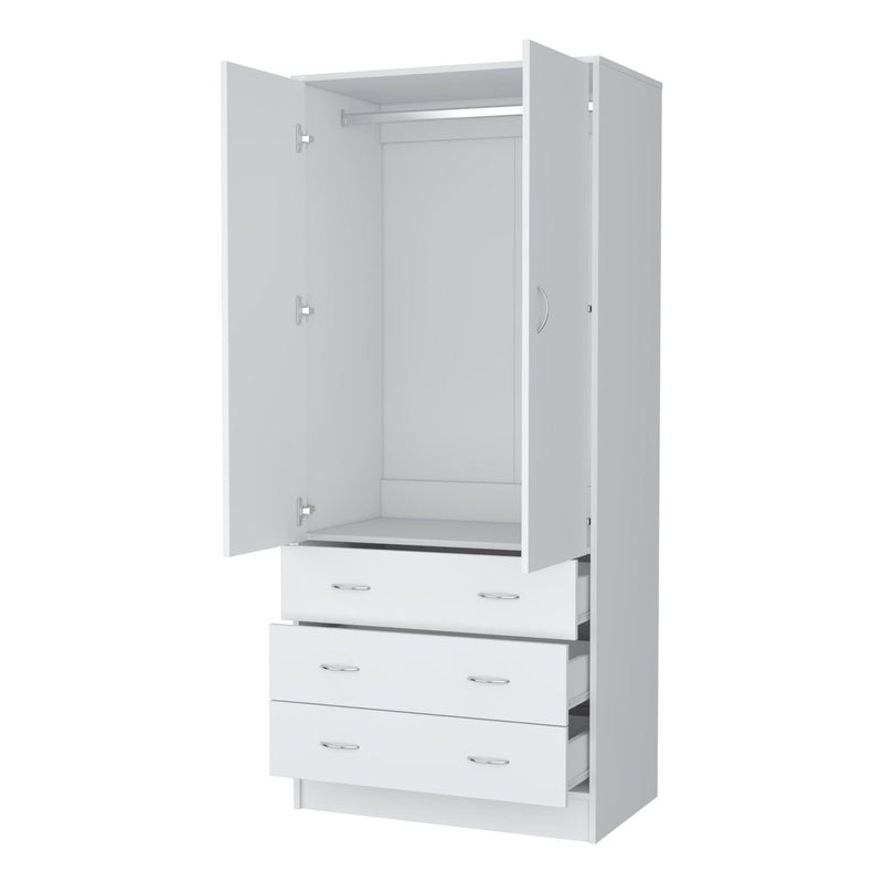 71" Two Door Three Drawer Combo Dresser - White