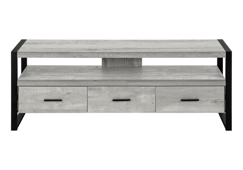 Cabinet Enclosed Storage, TV Stand - Black / Gray