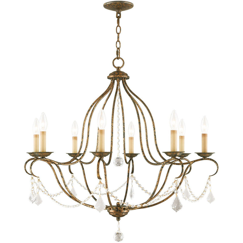 30" Eight Light Dimmable Chandelier With Shades - Bronze