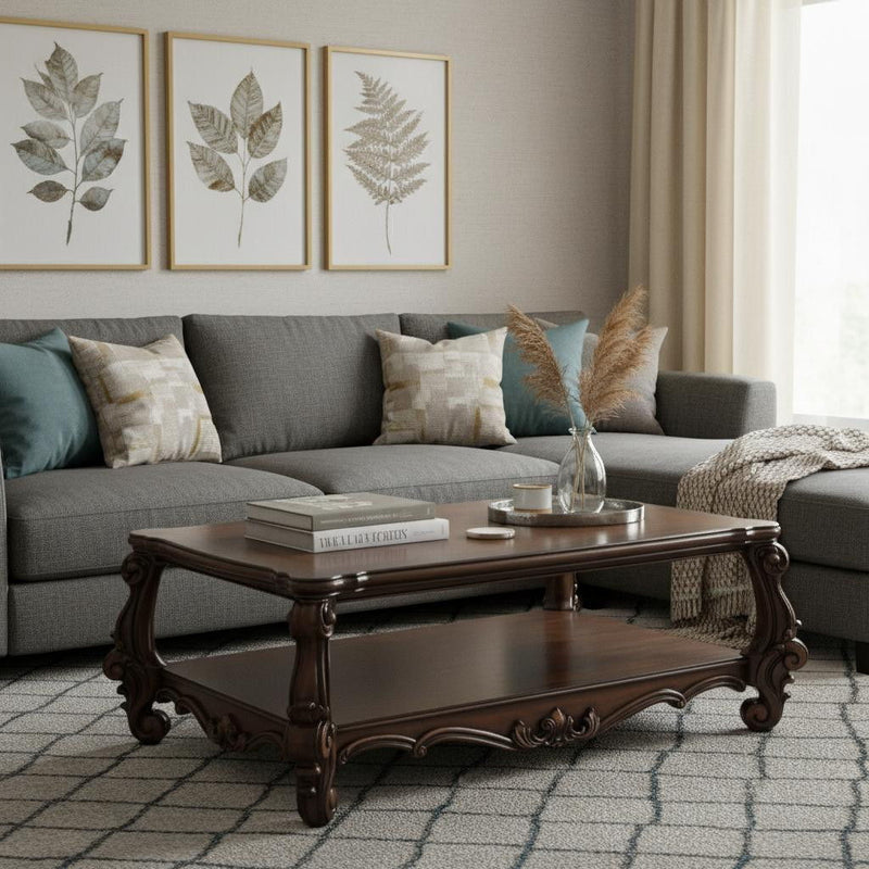 Manufactured Wood Coffee Table With Storage - Cherry Oak