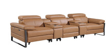 Load image into Gallery viewer, Top Grain Leather Reclining Metal USB Sofa (720345) - Chestnut
