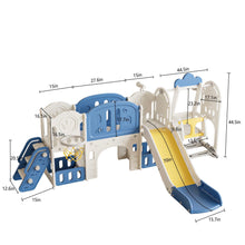 Load image into Gallery viewer, Oddler Slide Kids Slide For Toddlers, Playground With Basketball Hoop, Extra Long Aisle, Strong Swing - Blue / Yellow
