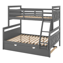 Load image into Gallery viewer, Twin over Full Bunk Bed with Ladder, Twin Size Trundle, Safety Guardrail, Gray(Old SKU:SM000208AAE-1)
