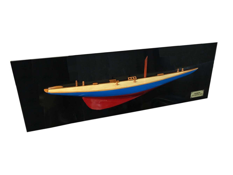 Hand Painted Half-Hull Model Boat - Blue / Red / Rainbow