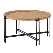 Load image into Gallery viewer, Farmhouse Round Wooden Round Coffee Table With Metal Legs - Black / Brown
