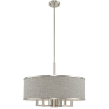 Load image into Gallery viewer, 20" Seven Light Dimmable Chandelier With Shades - Nickel / Pearl Silver
