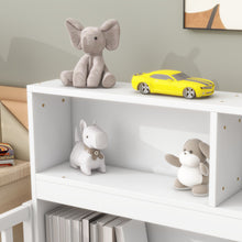 Load image into Gallery viewer, Floor Bed With Bedside Bookcase, Shelves, Guardrails
