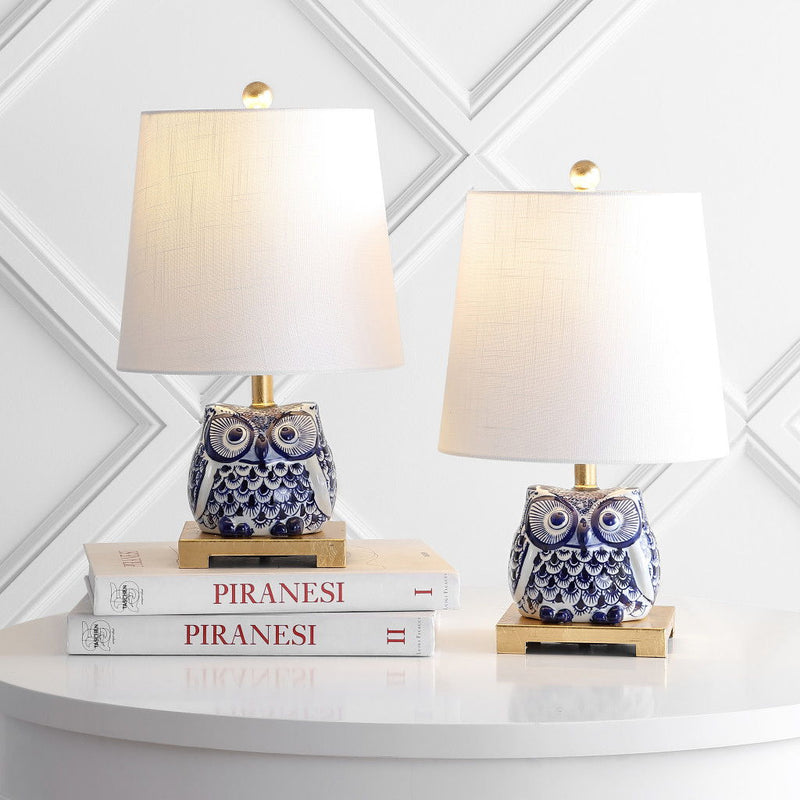 Novelty Bedside Lamps With Empire Shades (Set of 2) - Blue