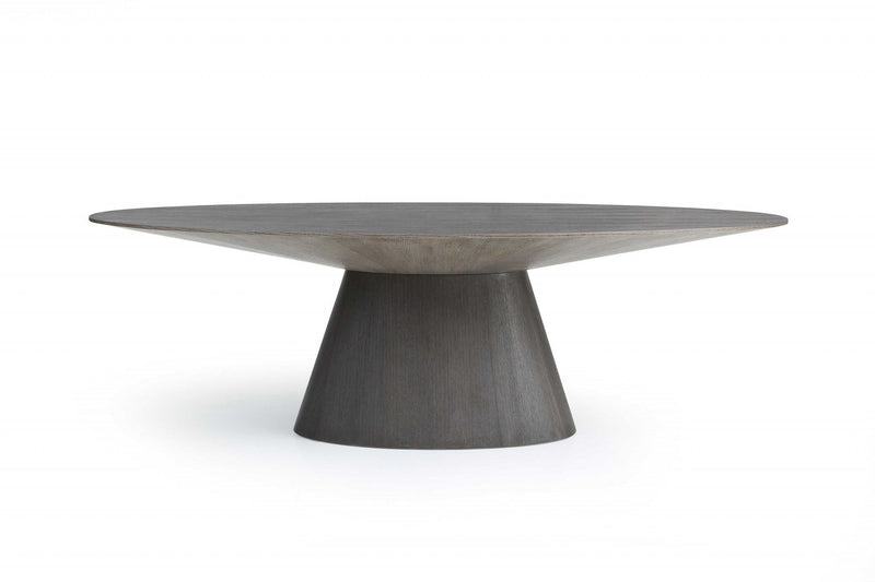95" Rounded Solid Wood Pedestal Base Dining Table - Gray
