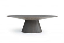 Load image into Gallery viewer, 95" Rounded Solid Wood Pedestal Base Dining Table - Gray
