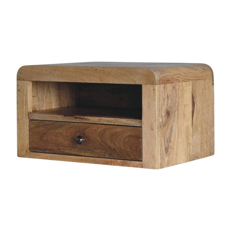 18" Solid Wood One Drawer Floating Nightstand - Oak