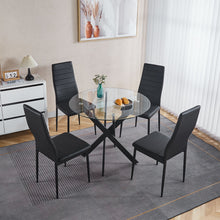 Load image into Gallery viewer, Dining Table With Cross Metal Leg And Tempered Glass, Modern Space Saving Kitchen Table For Living Room
