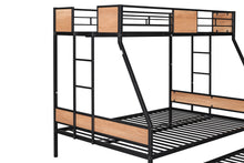 Load image into Gallery viewer, Metal Twin over Full Bunk Bed with Trundle/ Heavy-duty Sturdy Metal/ Noise Reduced/ Safety Guardrail/ Wooden Decoration/ Convenient Trundle / Bunk Bed for Three/ CPC Certified/ No Box Spring Needed
