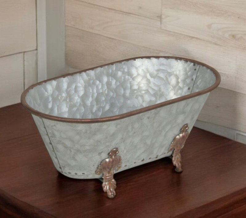 Hand Painted Decorative Tub Tabletop Sculpture (399640) - Gray