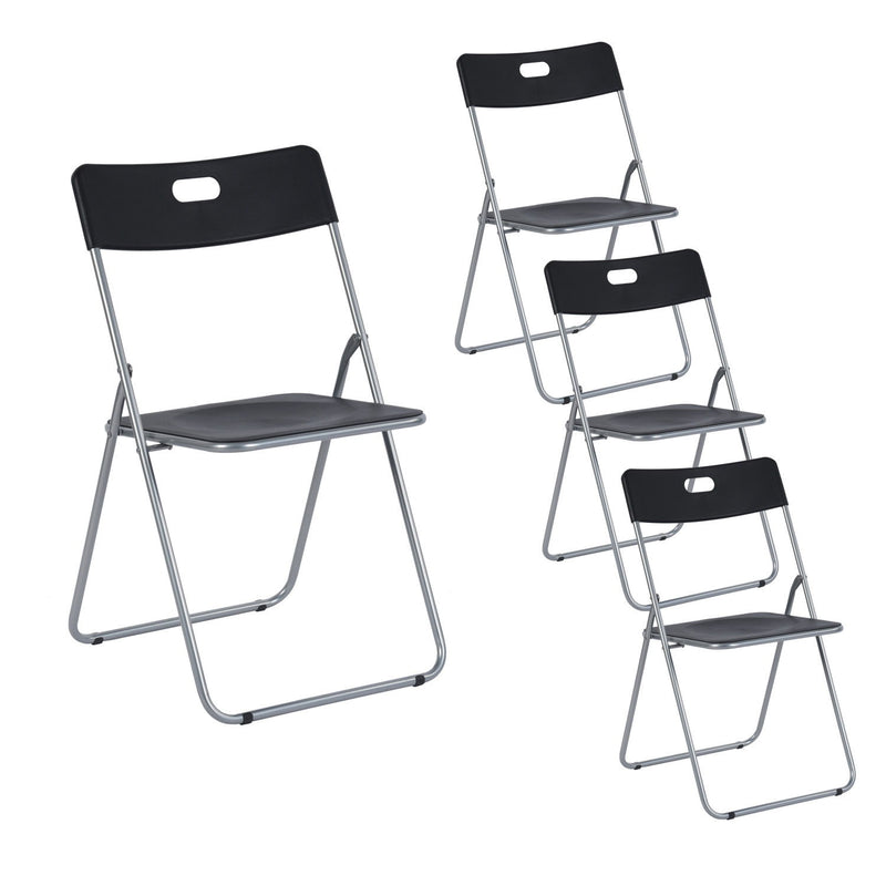 Open Back Dining Side Chairs (Set of 4) - Black / Silver