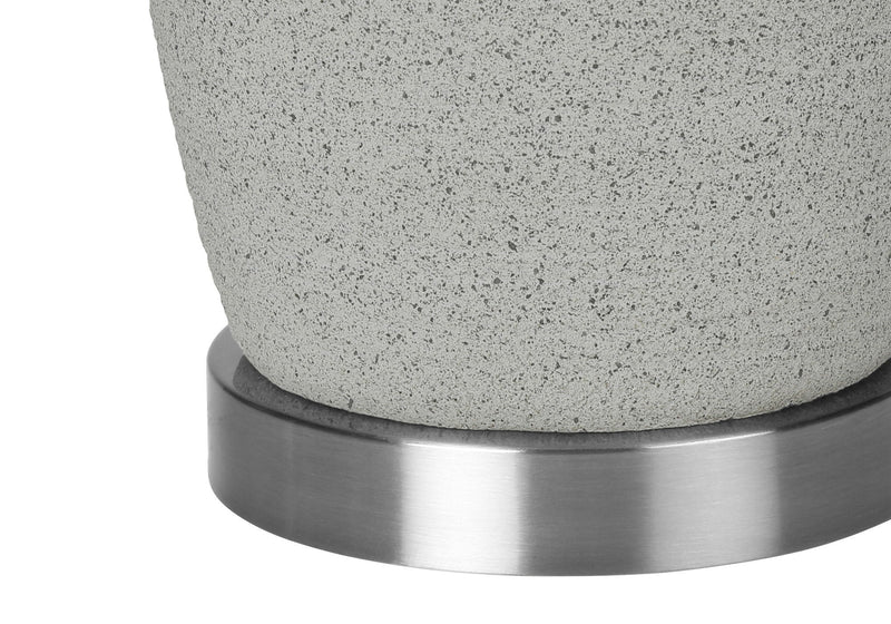 Ceramic Cylinder Table Lamp With Gray Drum Shade - Gray And Silver