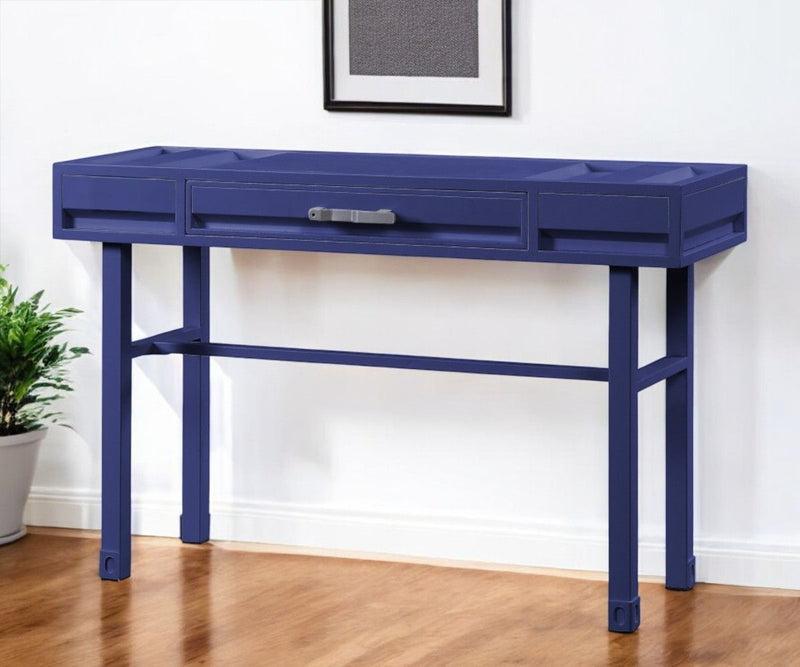 47" Iron And Wood Vanity Table - Blue