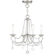 Load image into Gallery viewer, 17" Four Light Metal Dimmable Chandelier With Shades - Nickel
