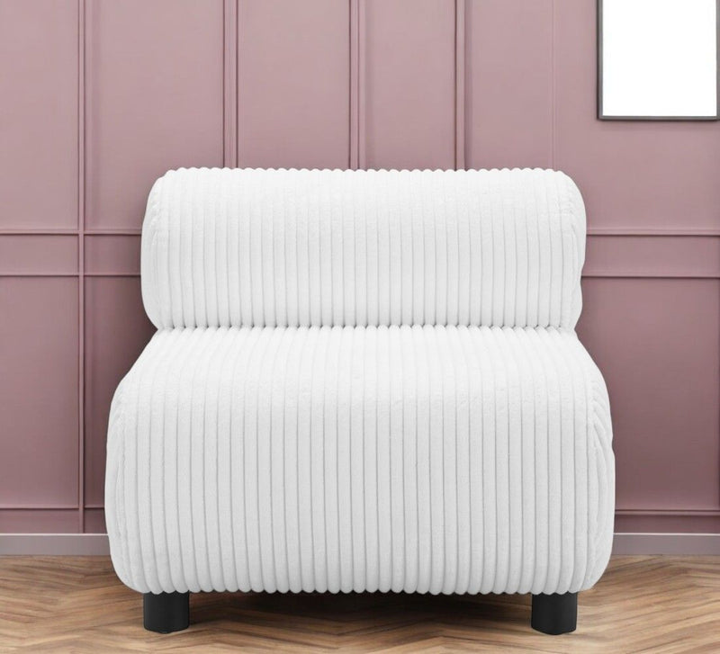 31" Corduroy And Upholstered Side Chair - White / Black